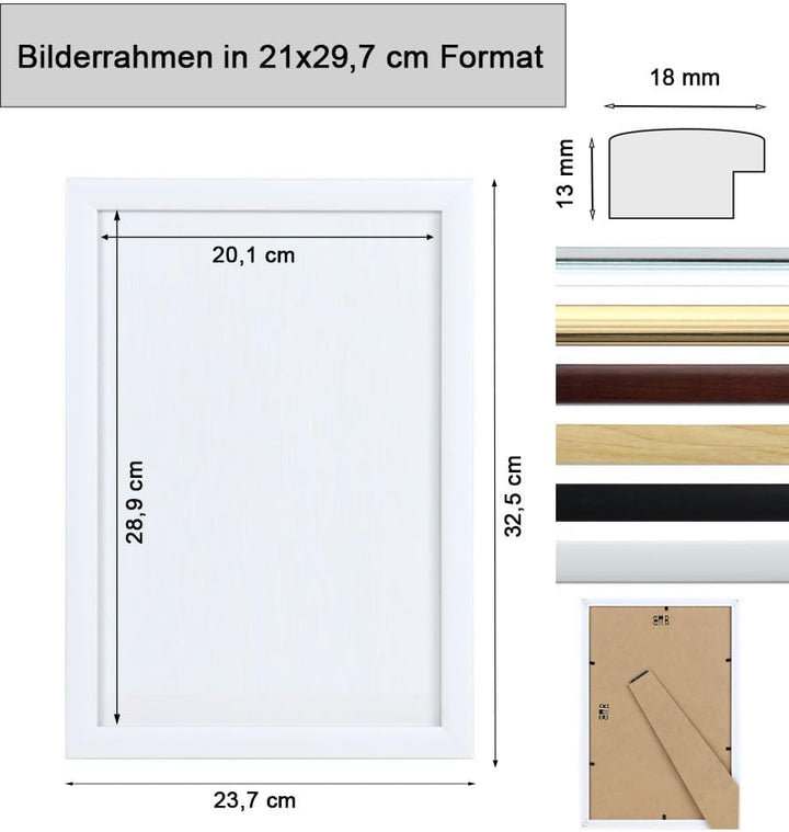 IDEAL TREND 2er 3er 5er 10er Pack Dokument Bilderrahmen 21x29,7 DIN A4 Urkunde Foto Rahmen: Farbe: 1