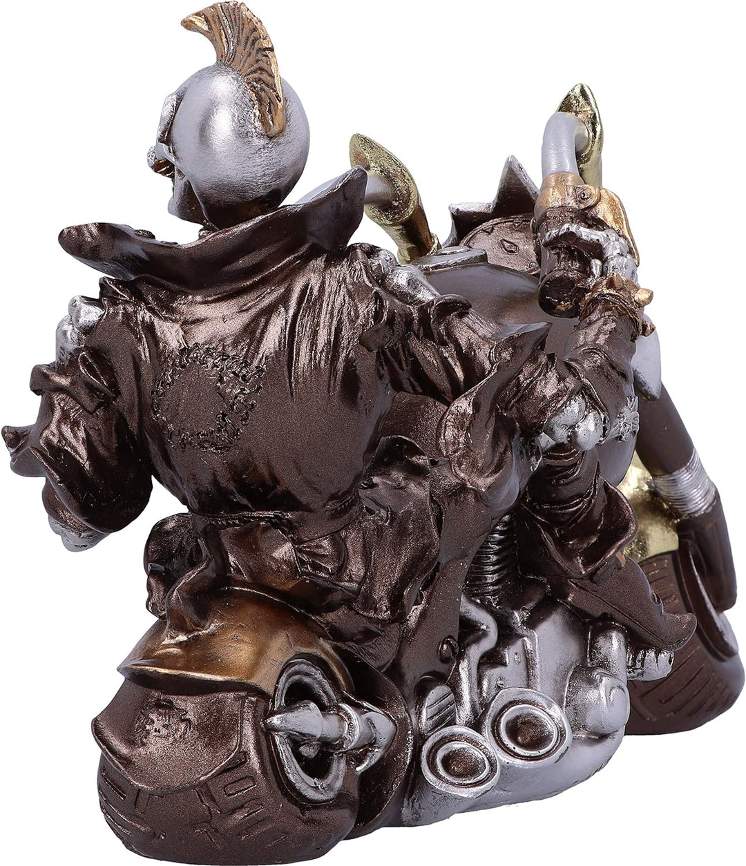 Nemesis Now Wheels of Steel Steampunk Motorrad-Skelett-Figur, 29 cm, silberfarben