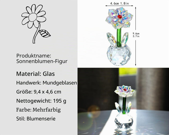 H&amp;D HYALINE &amp; DORA Kristall Sonnenblumen Figur,Ornament Glas Traumblume Sammlerstücke, Tischdekorati
