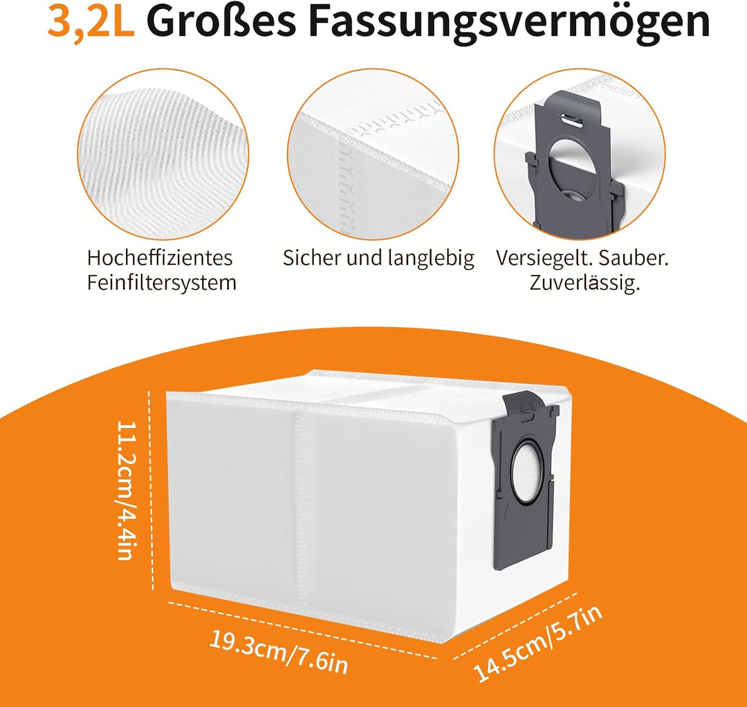 10 Stück Staubbeutel für Mova E30 Ultra/ P50 Pro Ultra/ V50 Ultra Staubsauger, Dreame L10s Serie, L2
