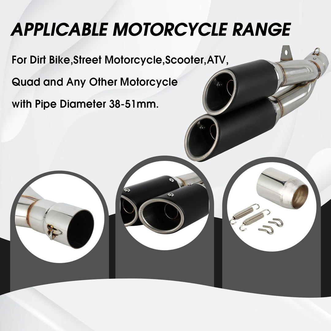 1.5-2" Einlass Thunder Dual Tail Steckdose Slip-On Auspuff Schalldämpfer mit DB-Killer Motorrad - Bl