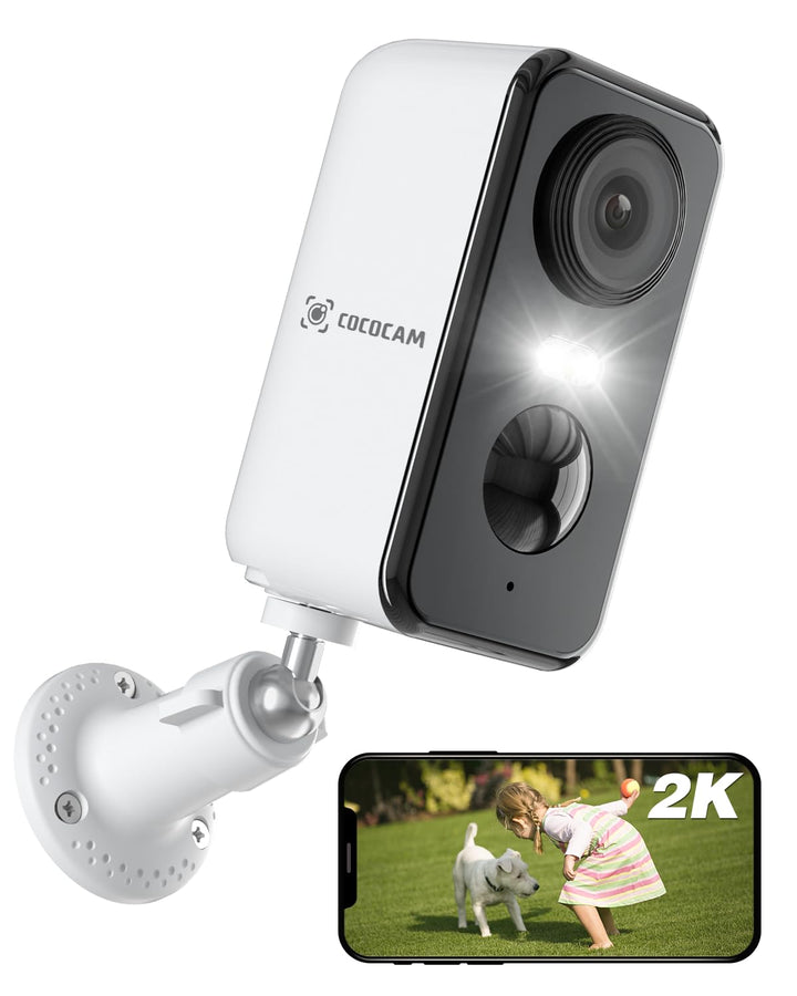 COCOCAM 2K Überwachungskamera Aussen Akku Kabellos WLAN Kamera Outdoor, Überwachungskamera Innen/Aus