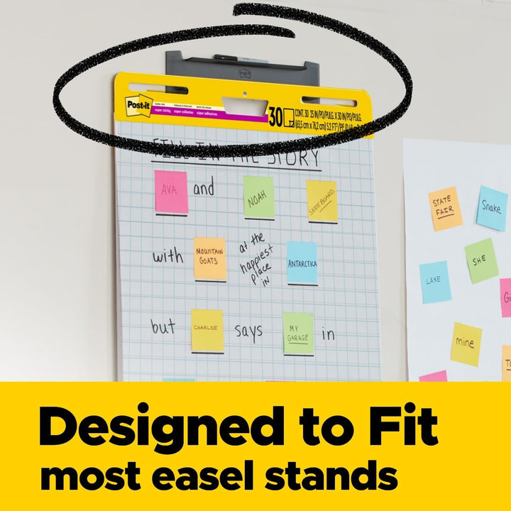 Post-it Super Sticky Meeting Chart, kariert, 2 Blöcke, 635 mm x 762 mm Kariert 2 Stück, Kariert 2 St