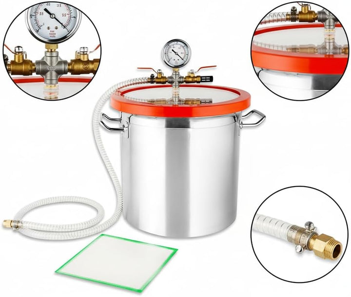 Melko Vakuumkammer 17L Edelstahl 28CM Entgasungskammer Harzfalle Vacuum Chamber
