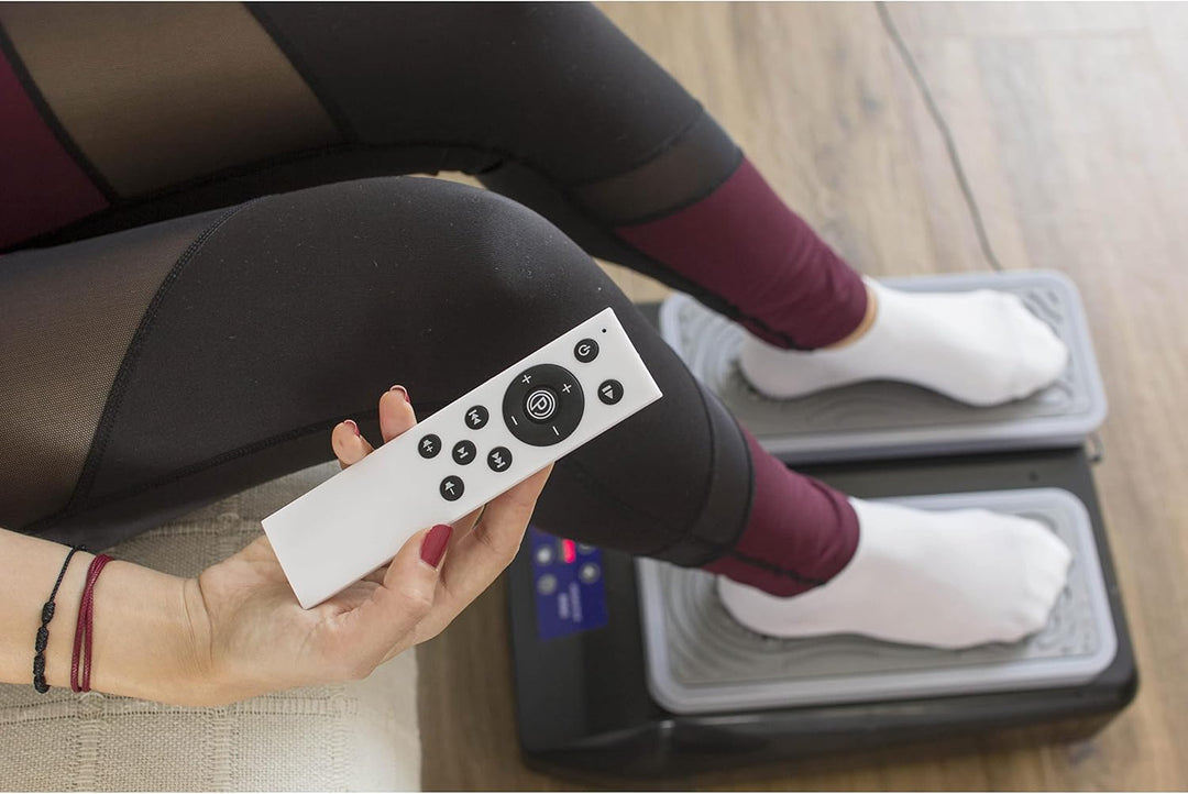ECODE® Beinbewegungsmaschine ermöglicht das Gehen beim Sitzen mit Fernbedienung, Programmen und Blue