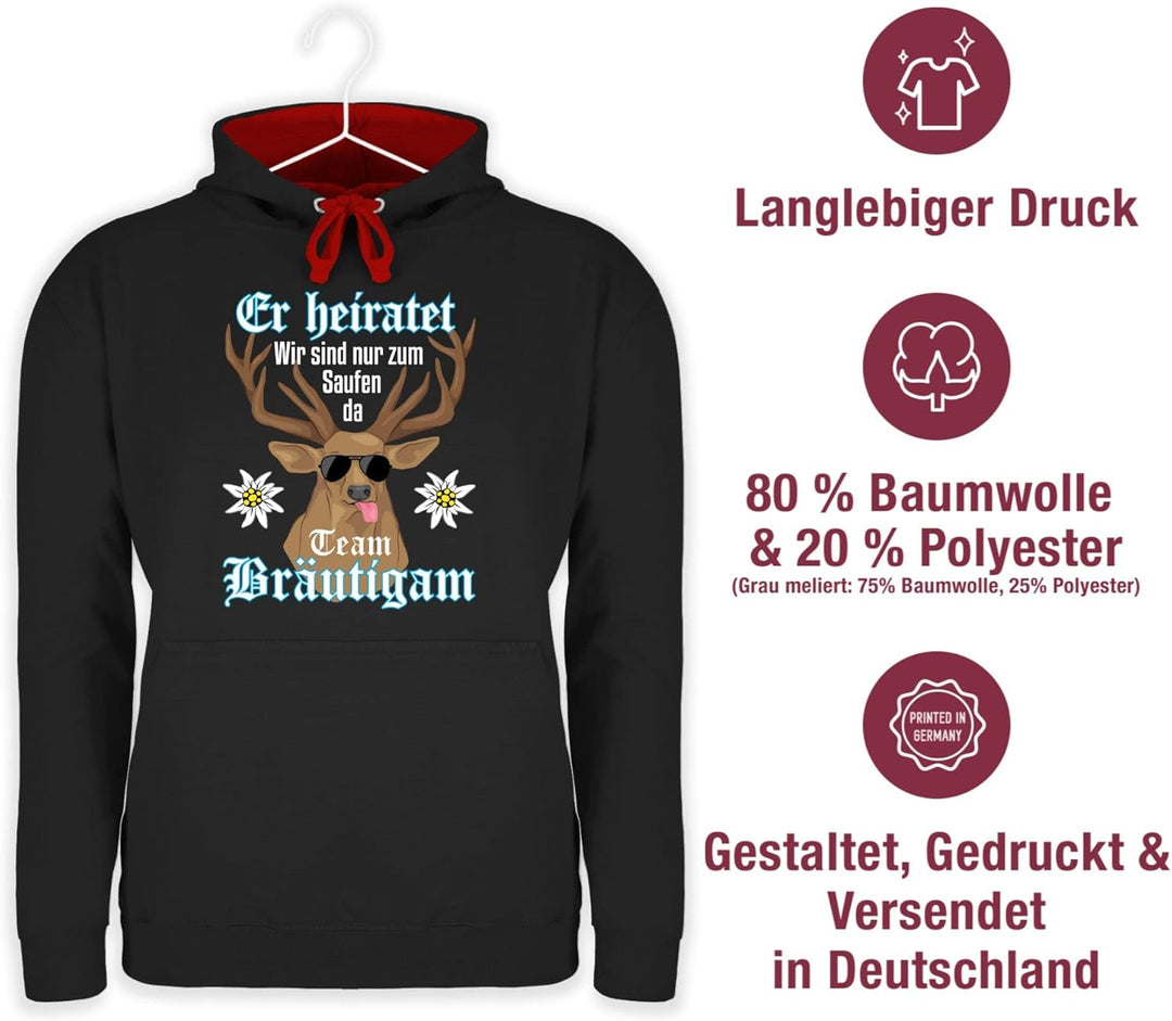 Pullover Herren Frauen Hoodie Kontrast zweifarbig - JGA Junggesellenabschied Männer - Team Bräutigam