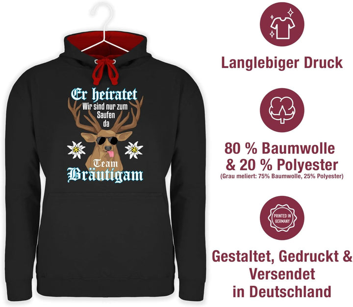 Pullover Herren Frauen Hoodie Kontrast zweifarbig - JGA Junggesellenabschied Männer - Team Bräutigam