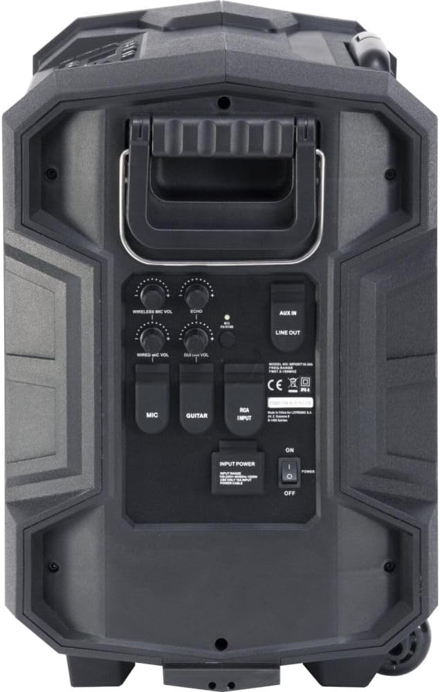 Ibiza Sound WPORT10-300 Lautsprecher mit Akku, LED, 10 Zoll / 25 cm, IPX4 IP65 – BT/NFC/FM/USB + UHF