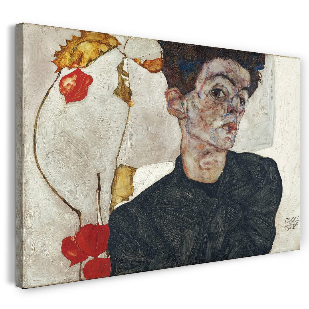 Printed Paintings Leinwand (80x60cm): Egon Schiele - Selbstportrait mit Physalis 80x60 cm, 80x60 cm