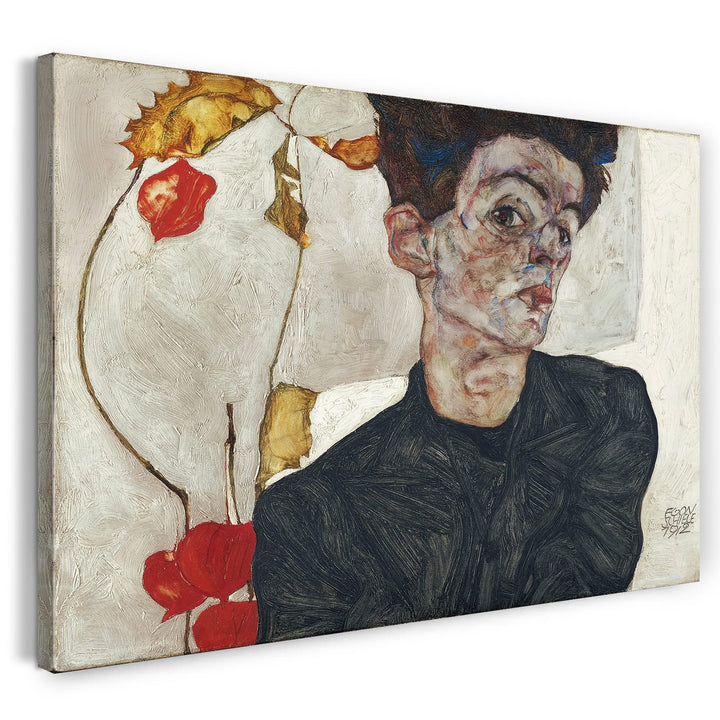 Printed Paintings Leinwand (80x60cm): Egon Schiele - Selbstportrait mit Physalis 80x60 cm, 80x60 cm