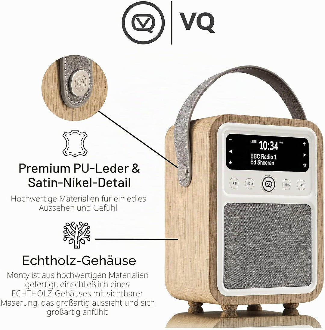 VQ VQ-MONTY-OK Monty Radio w/Bluetooth Eiche Wooden Eiche, Wooden Eiche