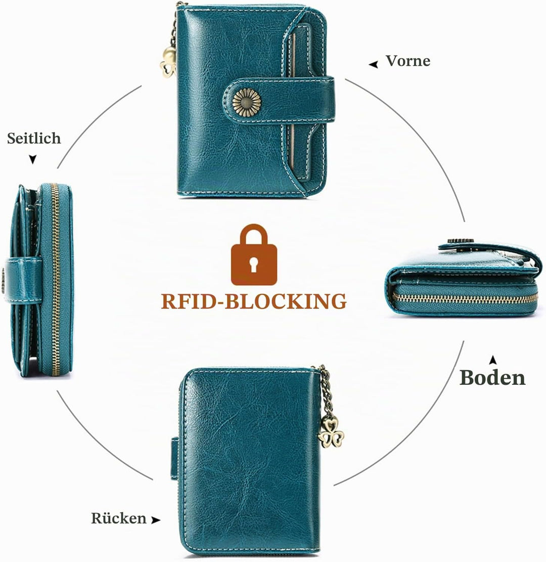 SENDEFN Geldbörse Damen Klein,Geldbeutel Frauen Echtes Leder,mit Münzfach Kleines Zipper Brieftasche