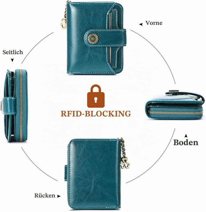 SENDEFN Geldbörse Damen Klein,Geldbeutel Frauen Echtes Leder,mit Münzfach Kleines Zipper Brieftasche