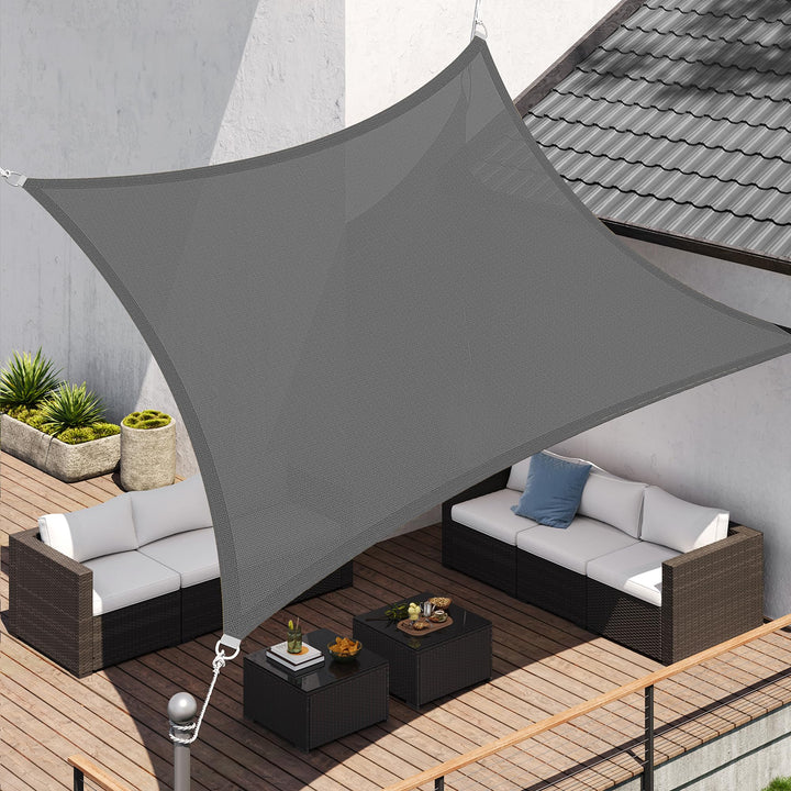 SONGMICS Sonnensegel 2 x 3 m, Sonnenschutz aus HDPE-Gewebe, luftdurchlässig, wasserdurchlässig, für