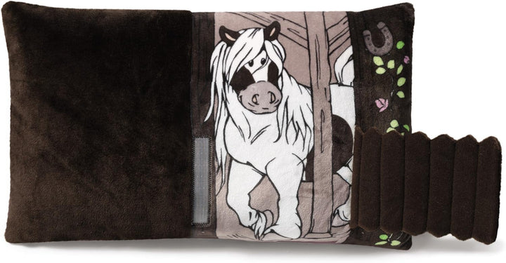 NICI 37128 - Kissen Pony Poonita, rechteckig, Bedruckt mit 2D-Tür, 43 x 25 cm, braun