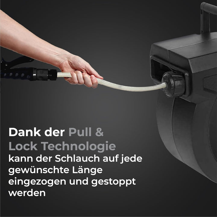 Wandschlauchbox 15 + 1,5 Meter - Gartenschlauch mit Rolle - Schlauchhalter 180° drehbar - Gartenschl