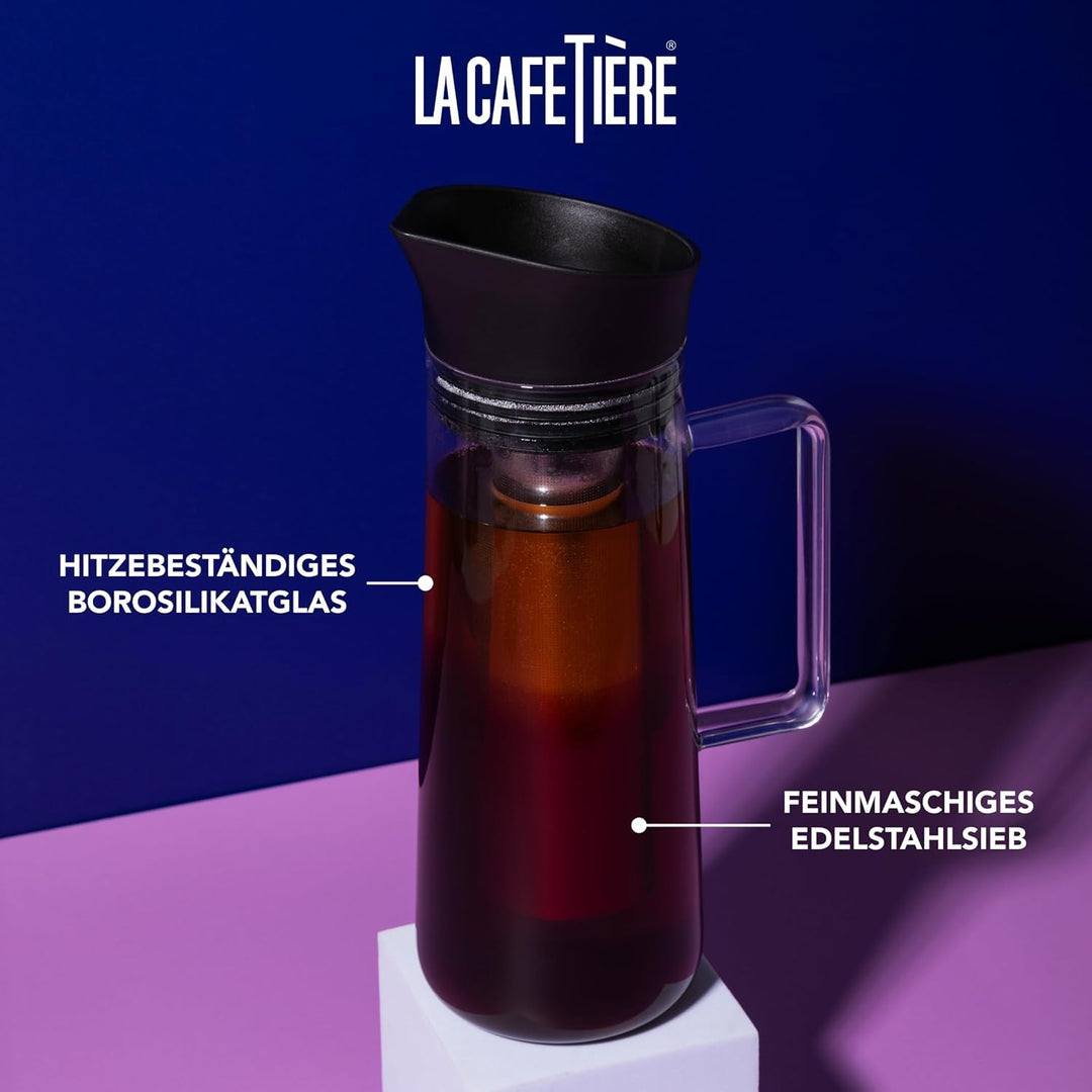 La Cafetière Kaffeebereiter zum Kaltbrühen, mit Netzfilter, spülmaschinenfest, Krugdeckel mit Ausgie