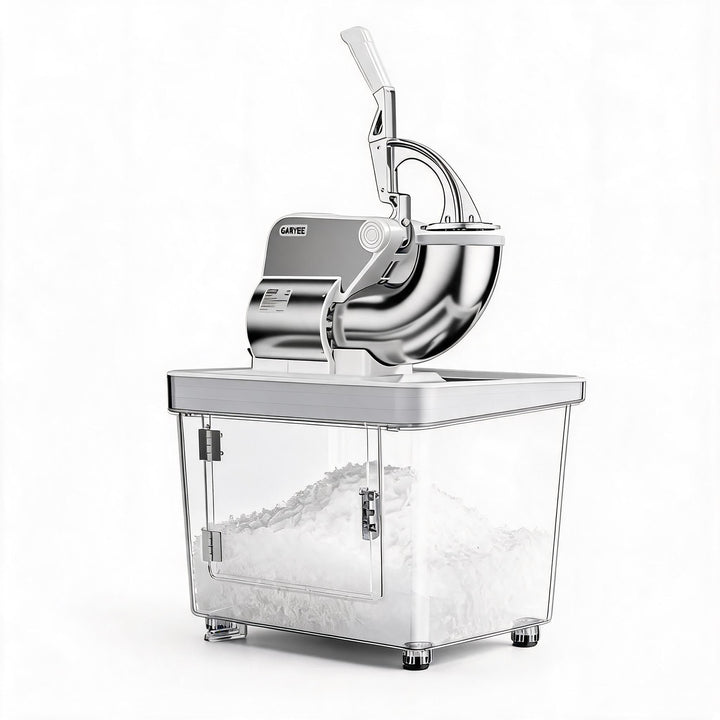 Garvee Leistungsstarker Eiscrusher 300W – Doppelte Edelstahlklinge, 50L Behälter, bis 300kg/h – Elek