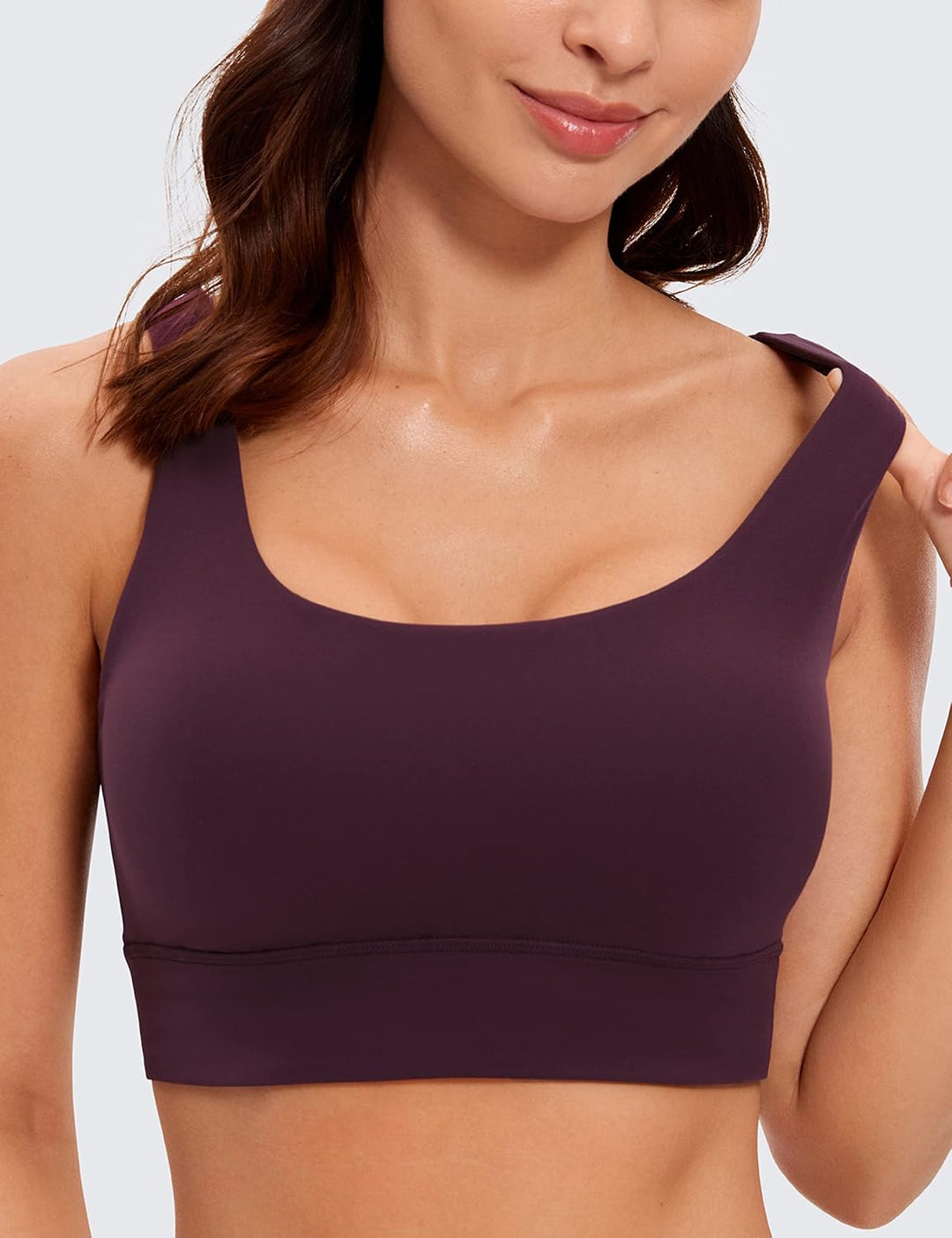CRZ YOGA Damen Butterluxe Sport BH U Back Ohne Buegel Grosse Brüste Fitness Yoga BH Top, Dunkellila
