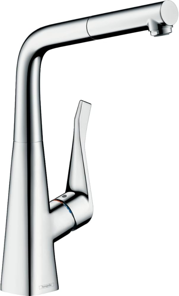 hansgrohe Metris Einhebel-Küchenarmatur, Komfort-Höhe 320mm mit ausziehbarem und schwenkbarem Auslau