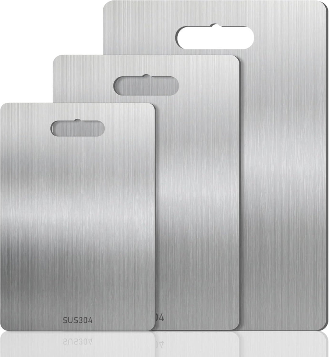 3 Stück Titan-Schneidebrett, 304 Schneidebrett Aus Edelstahl, Edelstahl-Schneidebrett, Dickes Metall