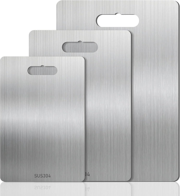 3 Stück Titan-Schneidebrett, 304 Schneidebrett Aus Edelstahl, Edelstahl-Schneidebrett, Dickes Metall