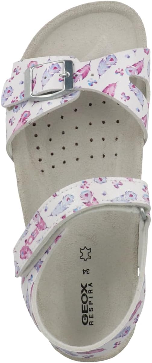 Geox Mädchen J Adriel Girl Sandalen 34 EU Schmal Weiss White Lavender, 34 EU Schmal Weiss White Lave