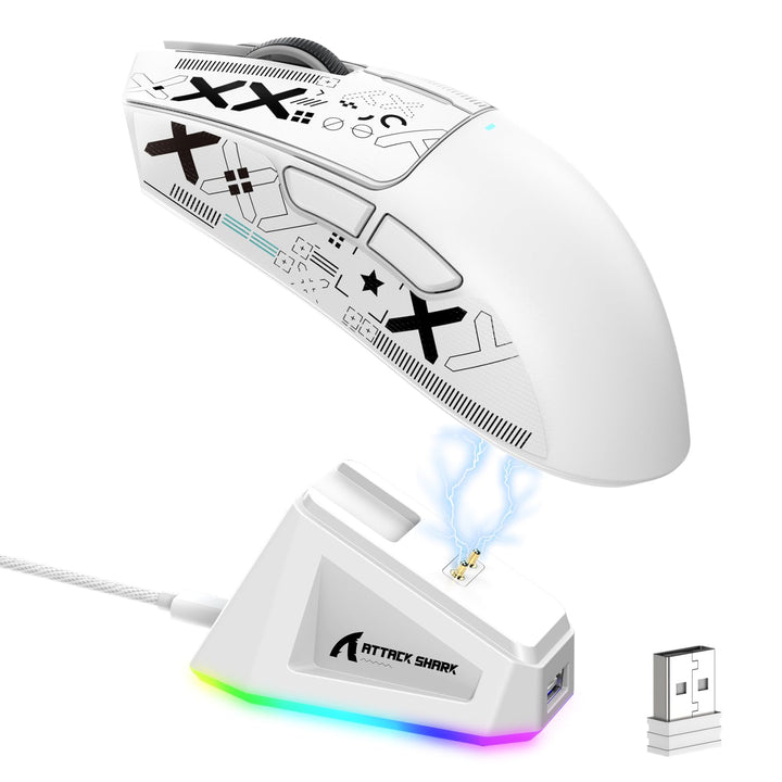 LexonElec x Attack Shark X11 Kabellose Gaming-Maus mit RGB Magnetische Ladestation, PixArt PAW3311-S