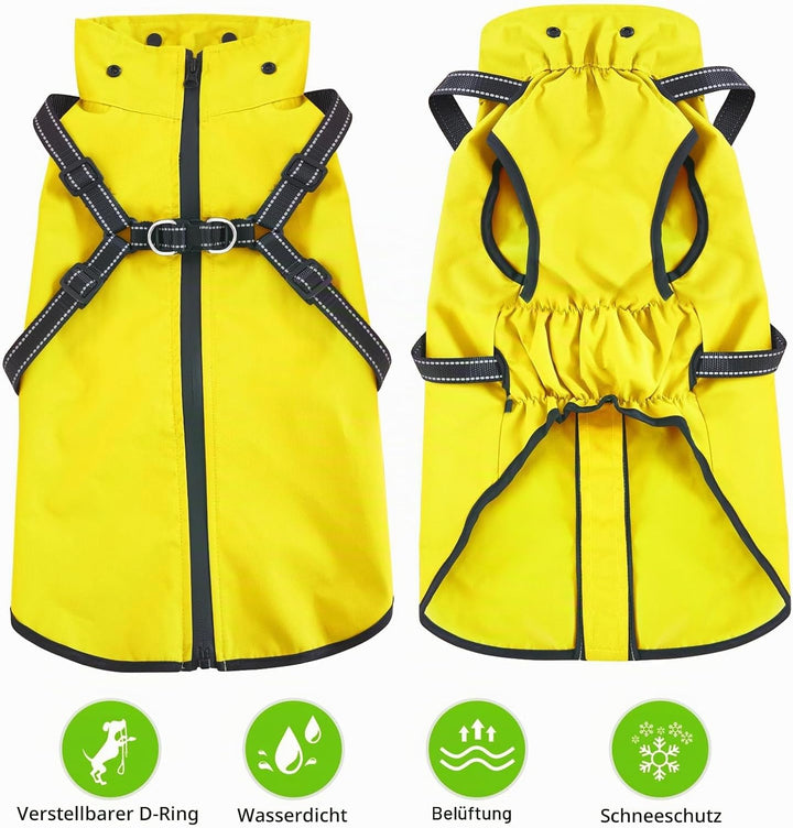 Mosucoirl Hunde Regenmantel Wasserdichter Hunde Kapuzenpullover Reflektierender Hunde Regenmantel mi