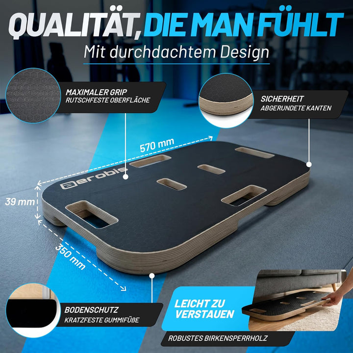 aerobis® Base Board – Trainingsplattform aus Holz für Widerstandstraining – Rutschfeste Fitness-Plat
