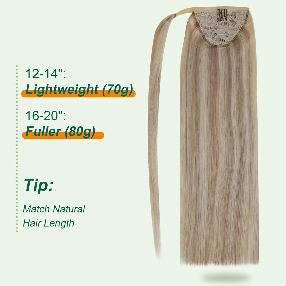 Easyouth Zopf Extensions Echthaar Pferdeschwanz Extensions Echthaar Farbe Golden Blonde Mix Mittelbl