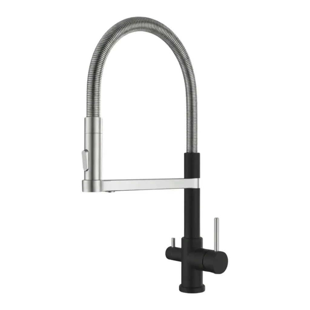 AORA® | STATEMENT INOX 3 Wege Wasserhahn aus Edelstahl 2.0 | 360° drehbare Küchenarmatur aus massive