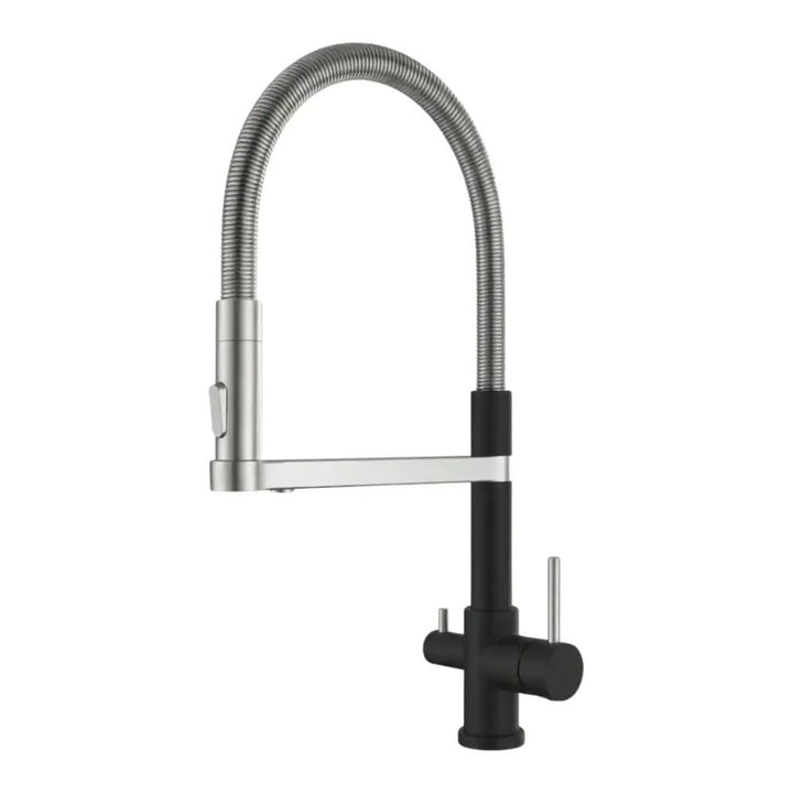 AORA® | STATEMENT INOX 3 Wege Wasserhahn aus Edelstahl 2.0 | 360° drehbare Küchenarmatur aus massive