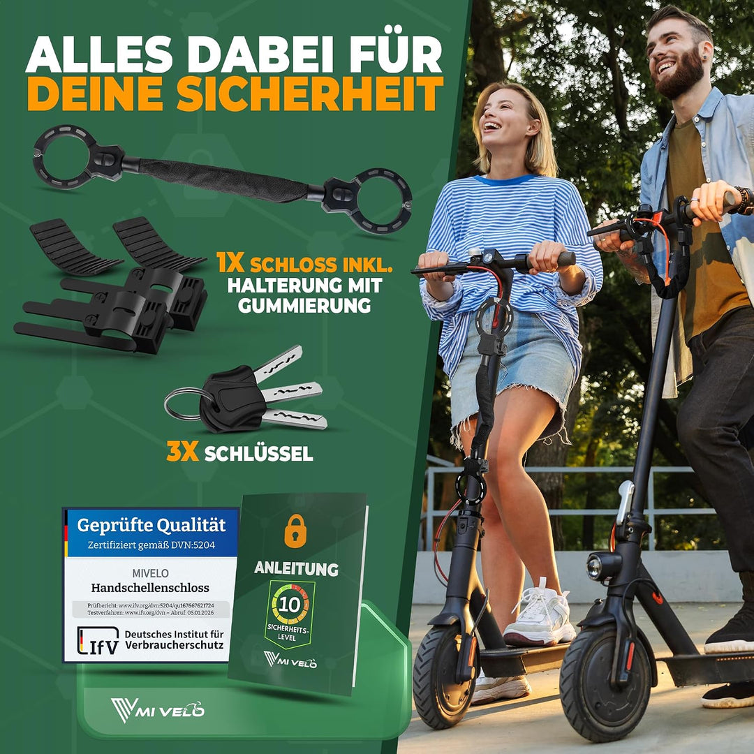 MIVELO E-Scooter Schloss extra sicher - Gelenkkettenschloss I Handschellenschloss für Elektroroller