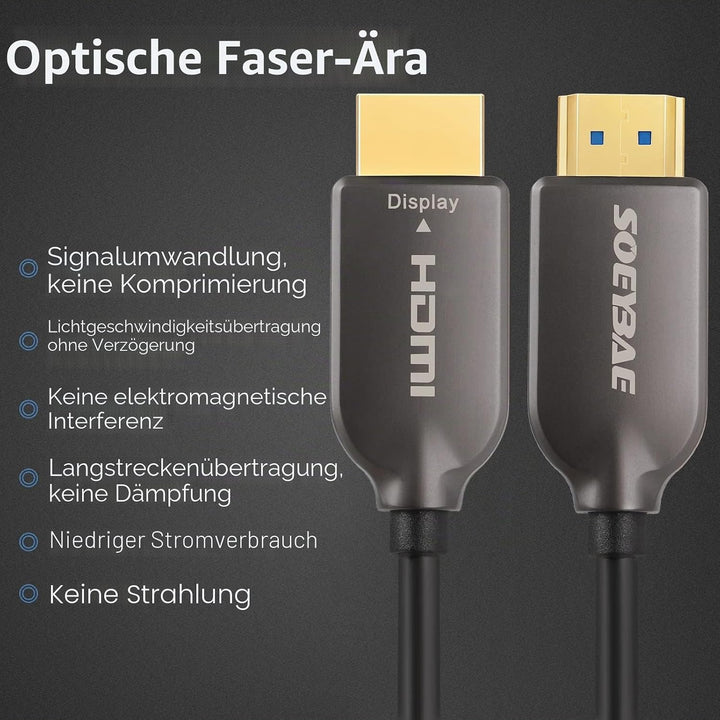 SOEYBAE 4K HDMI Glasfaserkabel 50M 4K@60Hz 18Gbps, Glasfaser HDMI 2.0b Kabel mit HDR10, HDCP 2.2 &amp; 3
