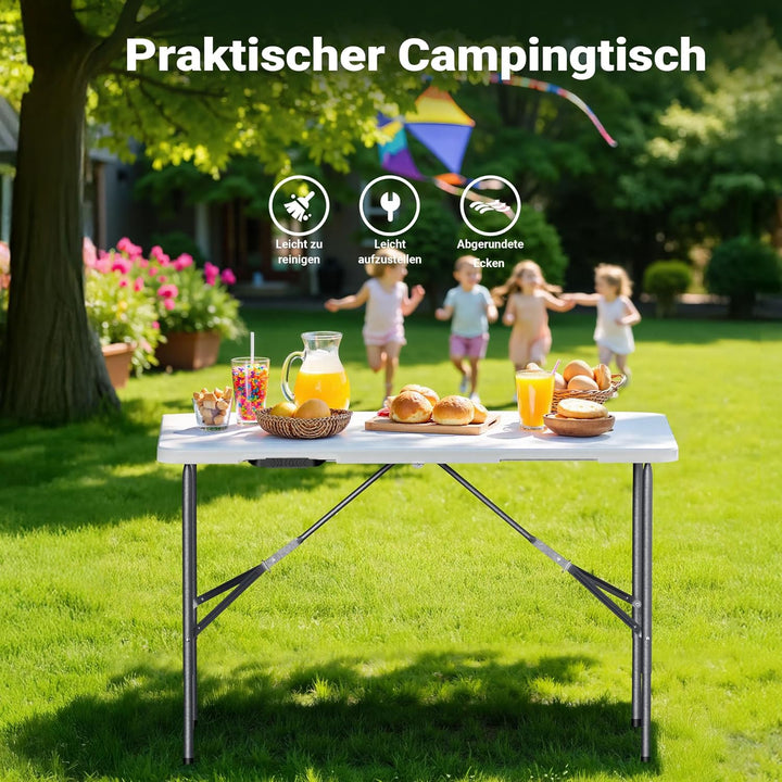 Wiltec Campingtisch klappbar 120x60x74 cm Klapptisch mit Tragegriff Partytisch Biertisch Gartentisch