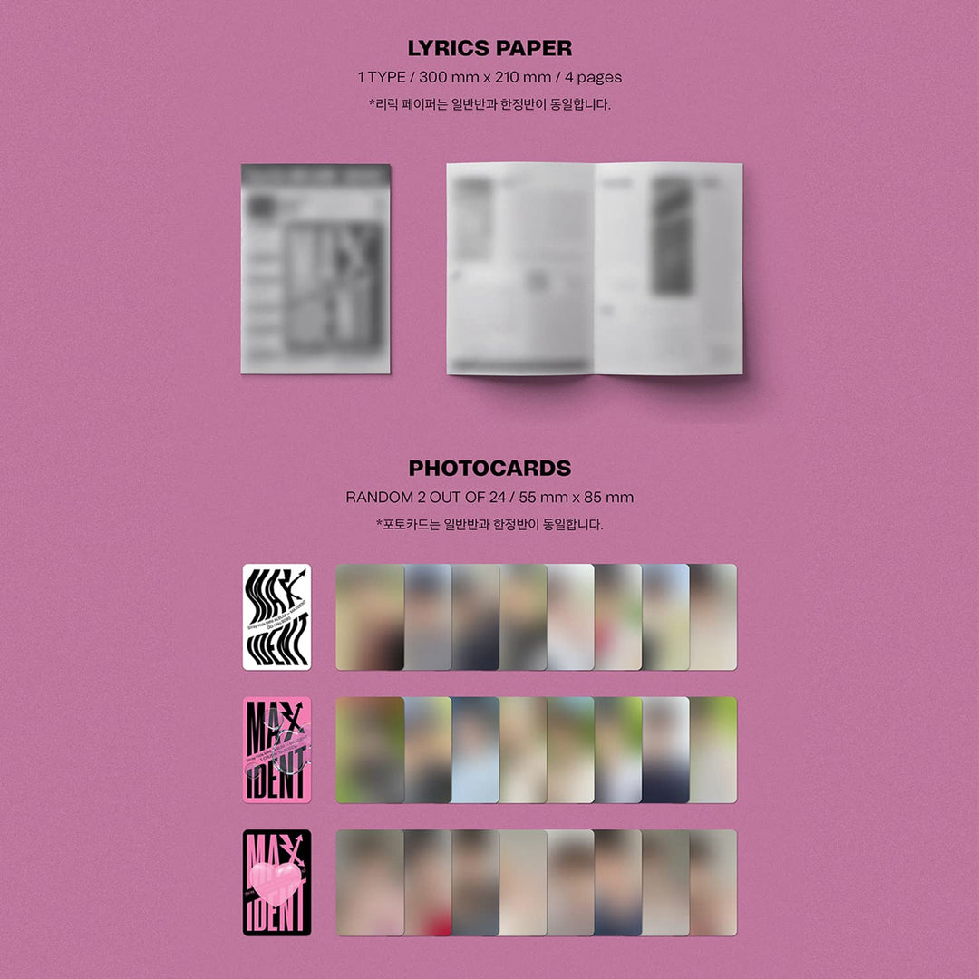 STRAY KIDS - Mini Album [MAXIDENT] (HEART Ver.) Photobook R + Lyrics Paper + Photocards + Mini Poste
