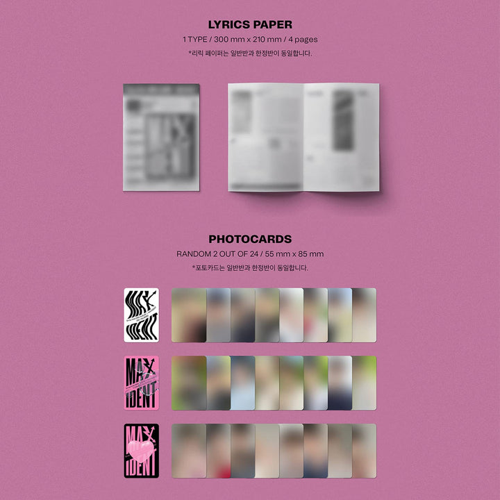 STRAY KIDS - Mini Album [MAXIDENT] (HEART Ver.) Photobook R + Lyrics Paper + Photocards + Mini Poste