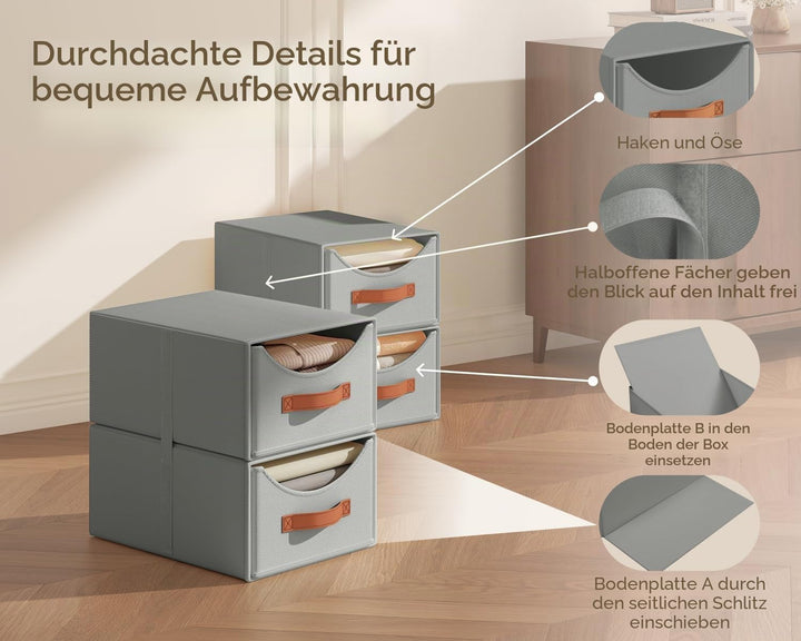 Homsorout Schubladenschrank Ordnungssystem - 4 Stück Aufbewahrungs Schubladenboxen Aufbewahrungsbox