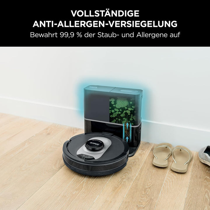 Shark AI 360 Saugroboter, selbstentleerender Staubsauger-Roboter, geeignet für alle Teppiche und Har