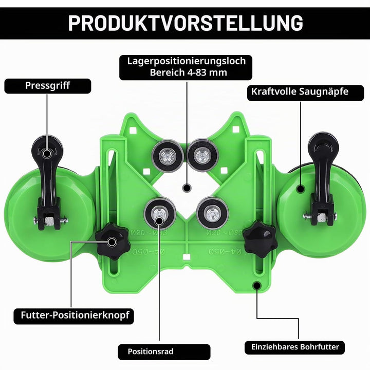 LALAGO Bohrer Lochsägenführungsvorrichtung Verstellbar 4-83mm mit Doppel-Saugnäpfe, Zentrierungs Loc