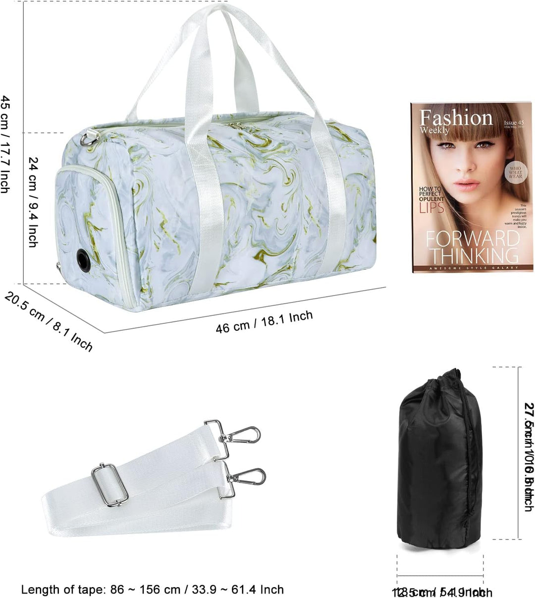 HAWEE Reisetasche Gross Herren Sporttasche Weekender Damen Faltbare Gym Bag mit Schuhfach & Nassfach