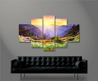 islandburner Bild Bilder auf Leinwand Regenbogen Berge Berglandschaft Intensive Farben Bergwiese MF