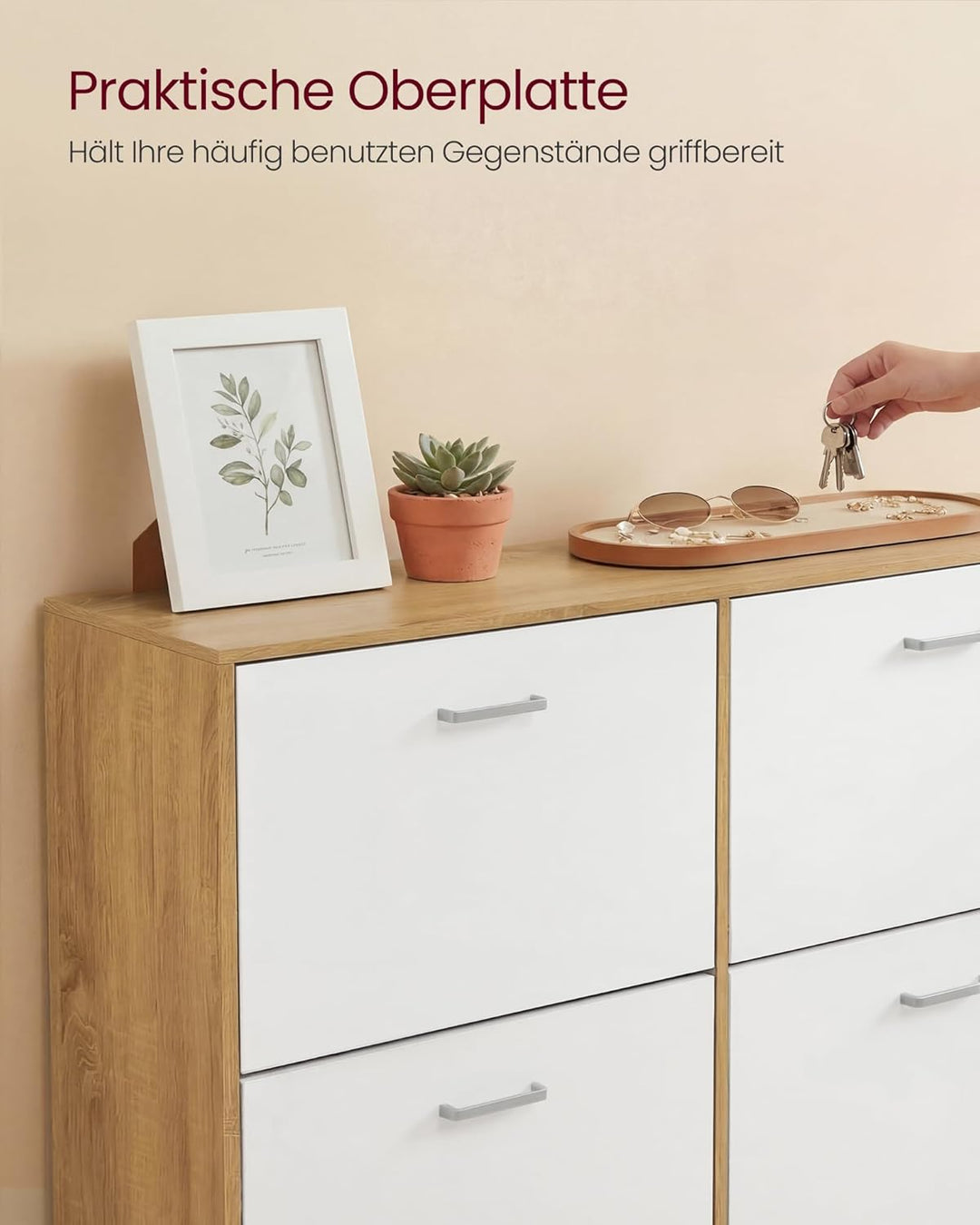 VASAGLE Custos Kollektion - Schuhschrank, Schuhkipper, Schuhregal, Schuhaufbewahrung, Trennwand vers