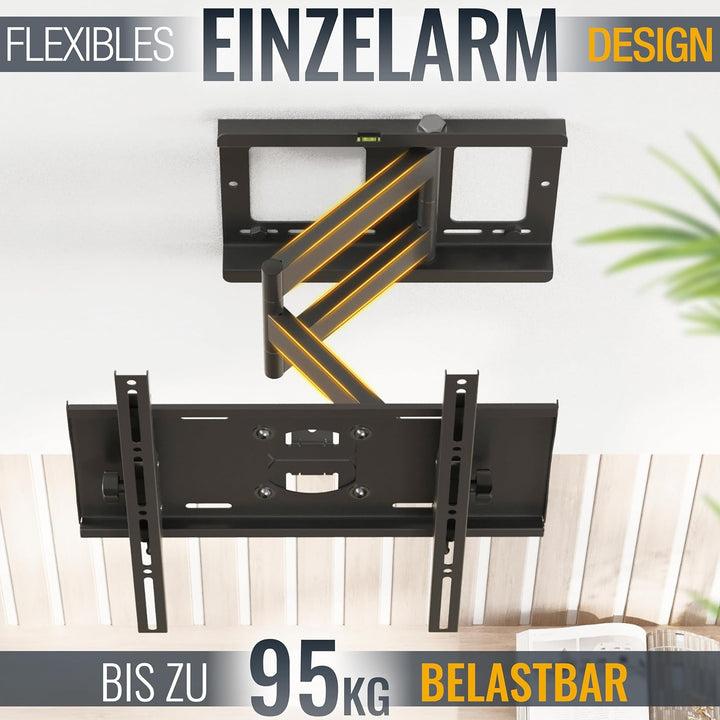 RICOO TV Wandhalterung Schwenkbar für 40-75 Zoll, inkl. Fischer Dübel Universal, TV Halterung R23-F,
