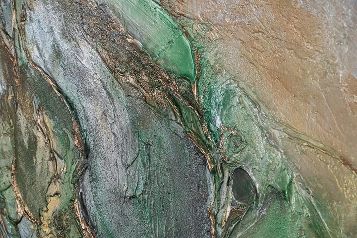 YS-Art Abstrakt Fluoreszierendes leuchtendes Acryl 3D Gemälde auf runder Leinwand Uranus handgemalt