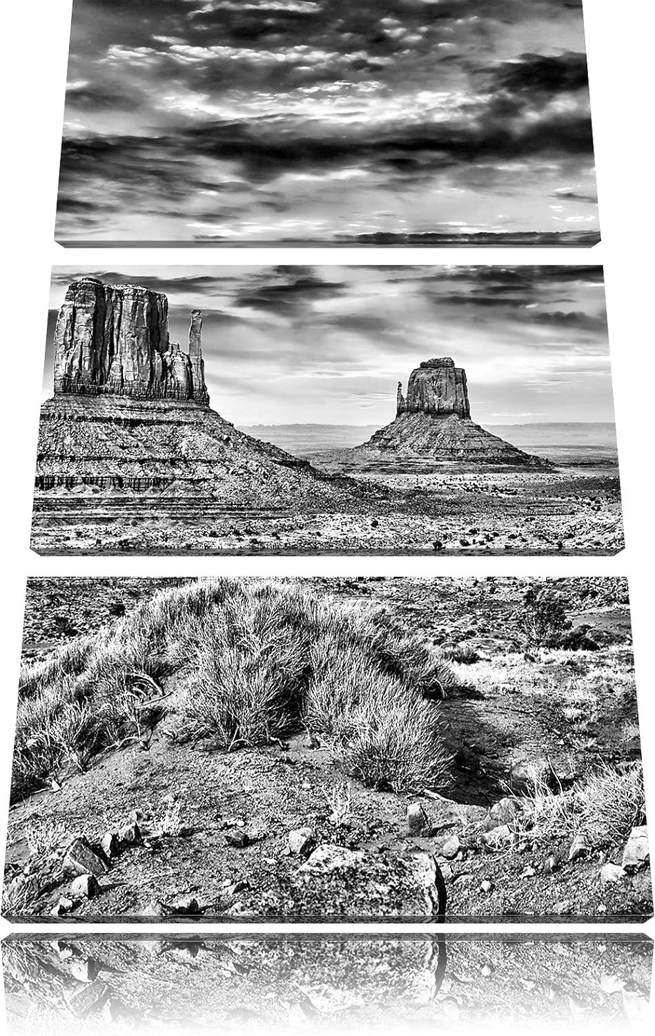 Pixxprint Utah Monument Valley / 3-Teilig/Gesamtmass 120cm Leinwandbild bespannt auf Holzrahmen/Wand