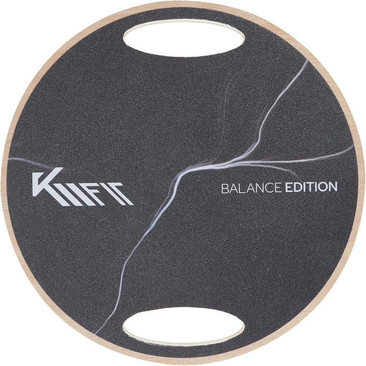 KM-Fit Balance Board rund | Therapie-Kreisel aus Holz | Gleichgewichtstrainer mit Handgriffen | Indo