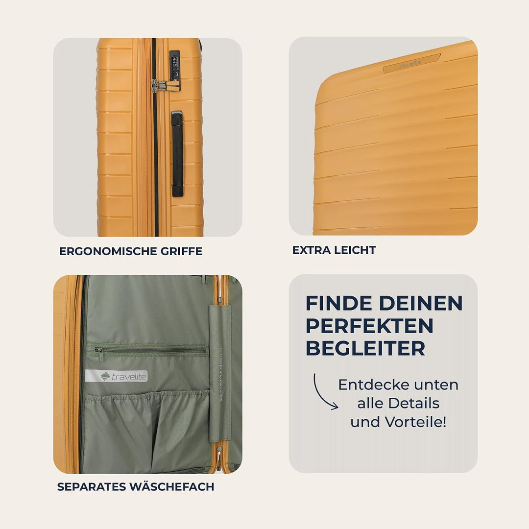 Travelite Koffer Set MOOBY Grössen L/M/S, 3-teilig, Hartschale | Kofferset 3-teilig aus recyceltem M