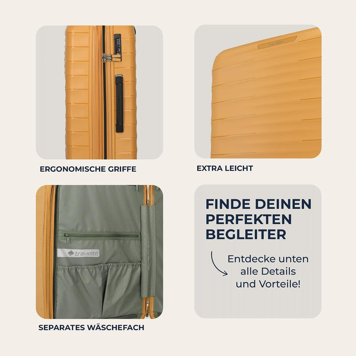 Travelite Koffer Set MOOBY Grössen L/M/S, 3-teilig, Hartschale | Kofferset 3-teilig aus recyceltem M